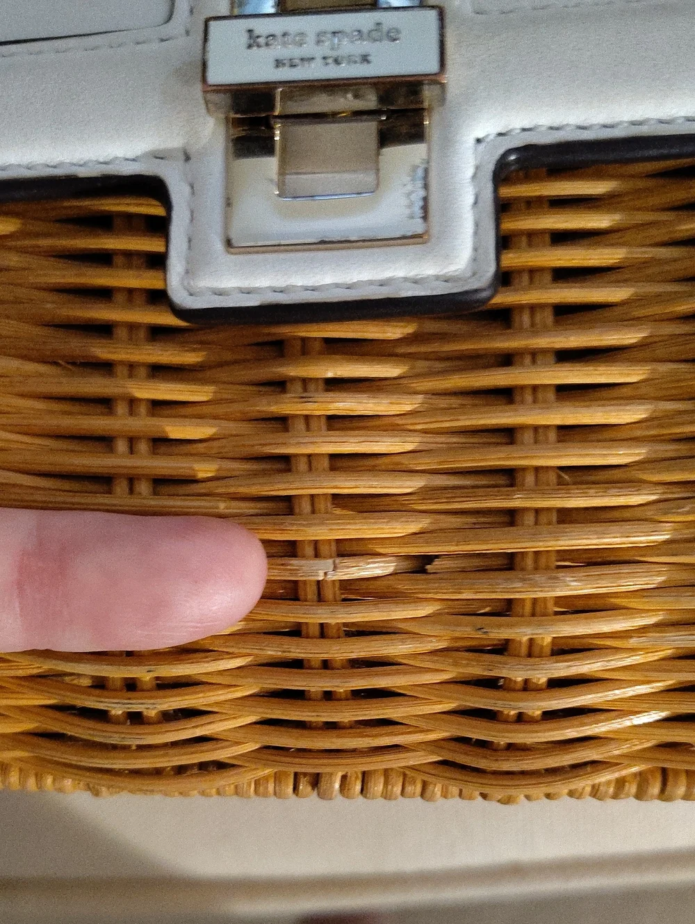 Kate spade GRACIE Cream Leather & Wicker Saddle Shoulder Bag